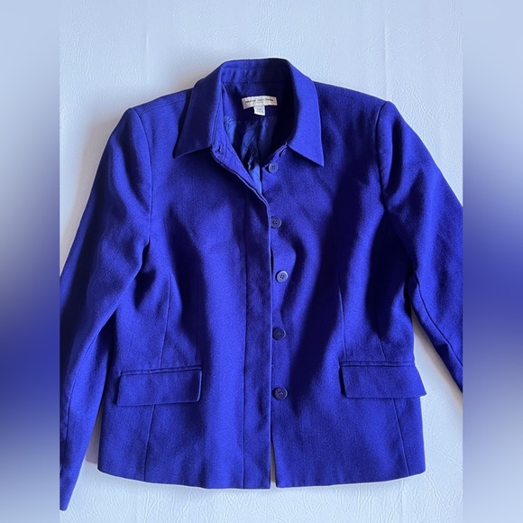 Amanda Smith Royal Blue Blazer 100% Wool sz 12P - Picture 1 of 9